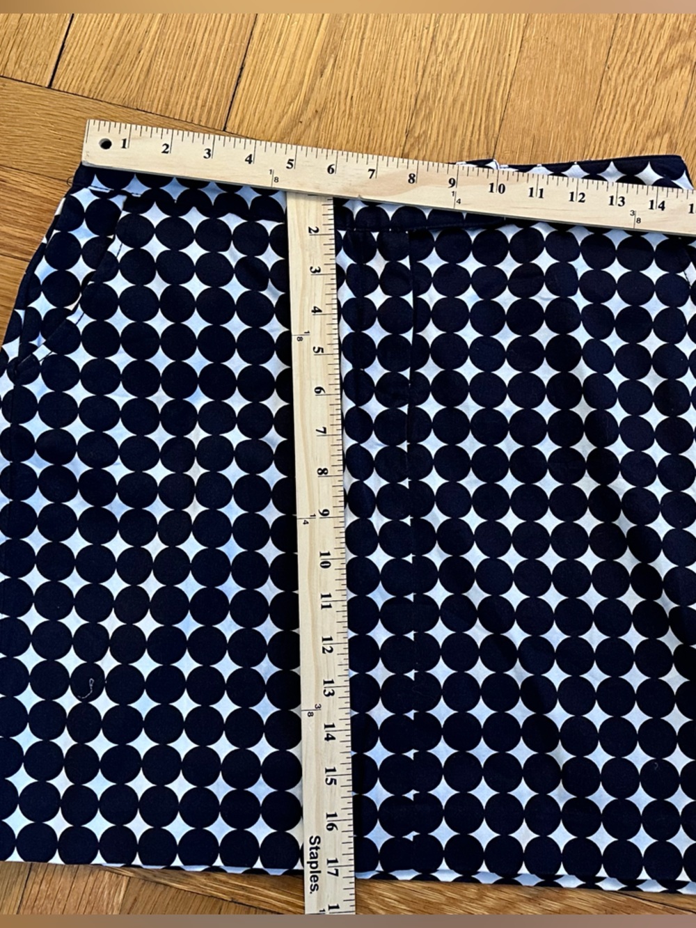 Polka Dot A-Line Preppy Mini Skirt Navy Blue and White - Picture 3 of 4